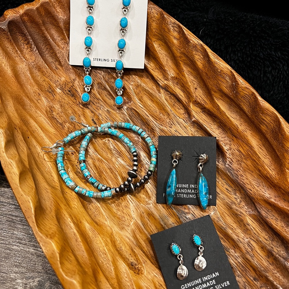 Sleeping Beauty Genuine Turquoise Drop Earrings - Picture 3 of 3